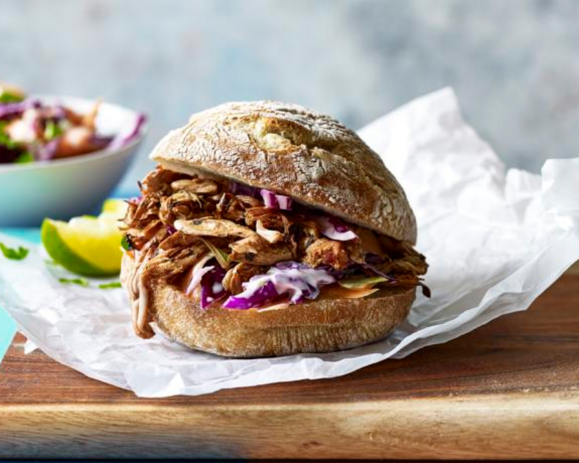 Vegan jerk jackfruit burger