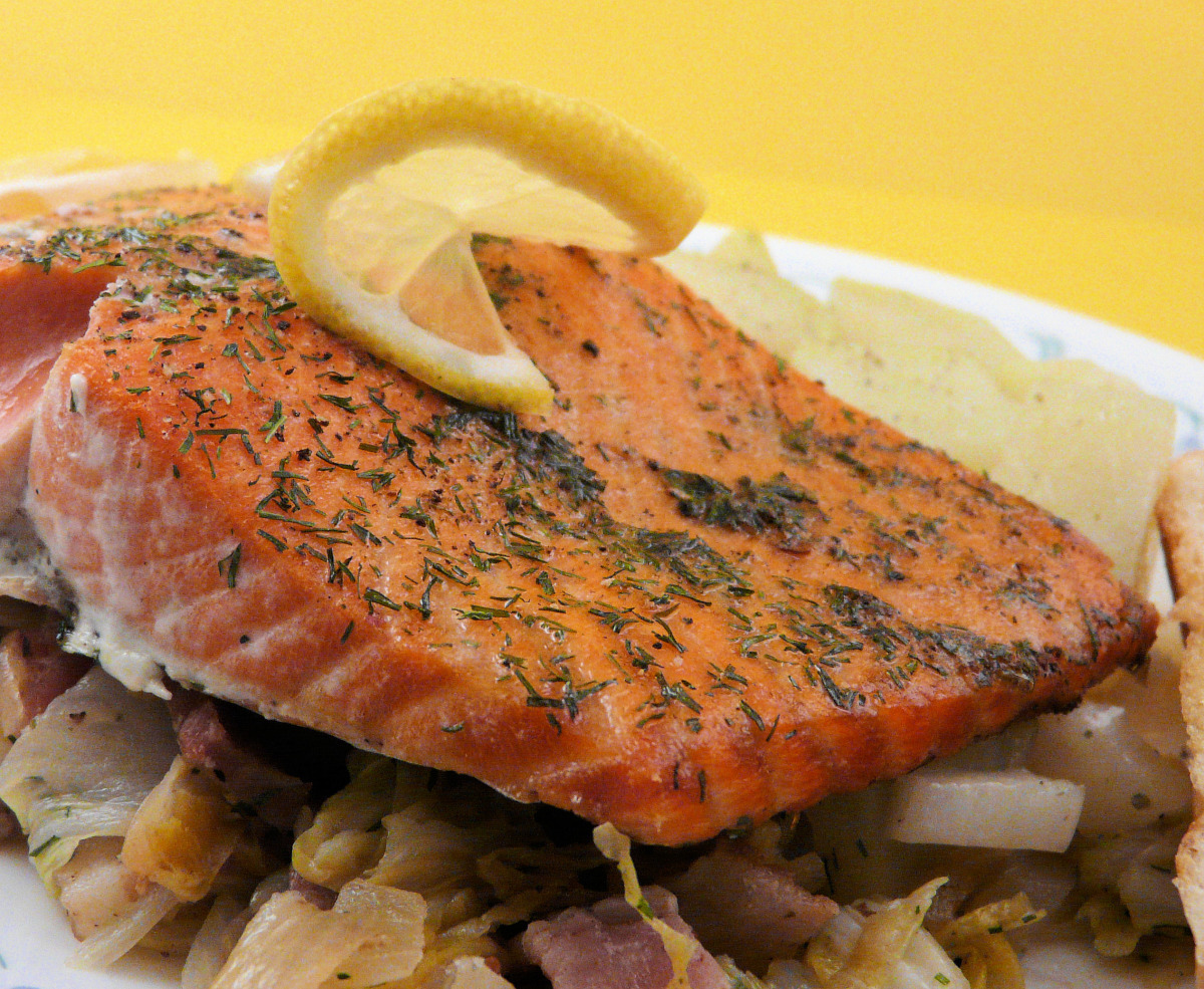 Slow-Roasted Salmon With Cabbage, Bacon & Dill