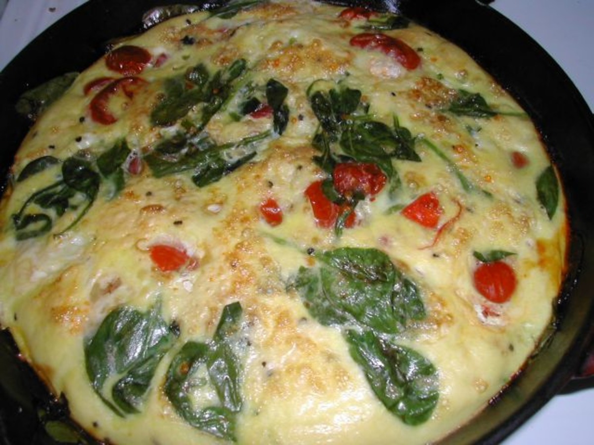 Frittata With Cherry Tomatoes And Baby Spinach