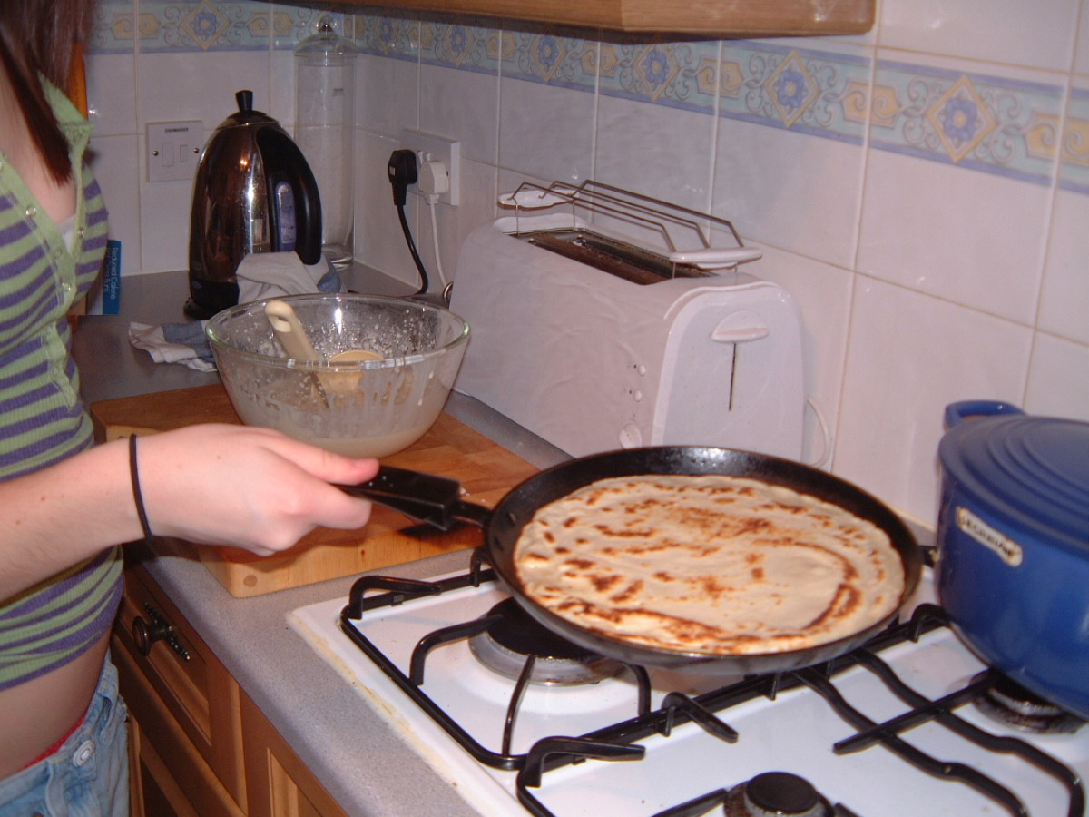 Pouring Batter For Traditional Pancakes